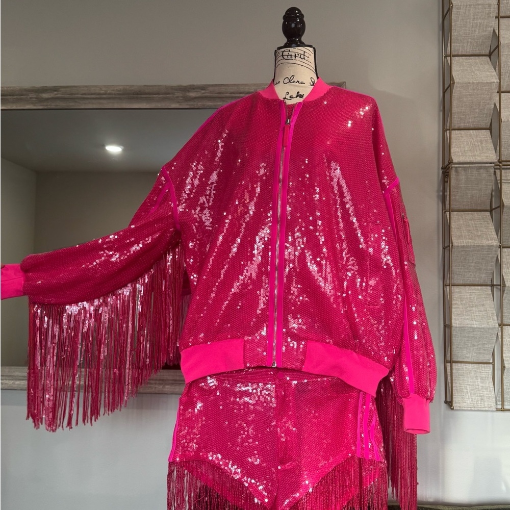 IVY PARK x Adidas Cowboy Carter, Beyoncé Pink Sequin Jacket (M) only - Picture 2 of 4